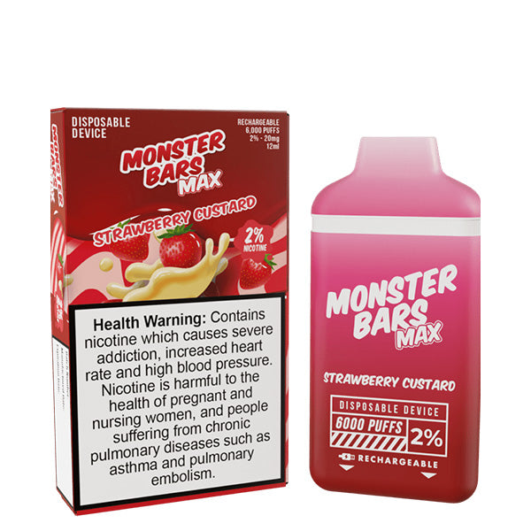 MONSTER BAR MAX STRAWBERRY CUSTARD 20MG 6000 PUFFS
